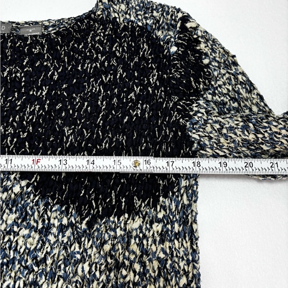Sigrid Olsen Petite S Hand-Knit Textured Sweater Blue Cream Abstract‎ Cozy - Picture 4 of 8